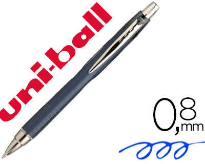 stylo-bille-uniball-jetstream-rt-acriture-moyenne-0-8mm-encre-gel-ratractable-grip-antiglisse-agrafe-matal-coloris-bleu