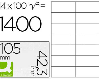 atiquette-adhasive-q-connect-1-05x42-3mm-coins-droits-imprimante-jet-d-encre-laser-copieur-bo-te-100-feuilles-1400-unita