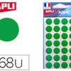 PASTILLE ADHASIVE APLI AGIPA D IAMETRE 15MM COLORIS VERT POCHETTE 168 UNITAS