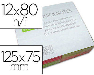 bloc-notes-q-connect-quick-not-es-couleurs-naon-rainbow-75x125mm-80f-repositionnables-rose-orange-vert-jaune-12-blocs