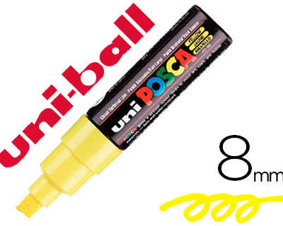 marqueur-posca-pc8k-gouache-en-cre-inodore-toutes-surfaces-pointe-large-biseautae-couleur-opaque-couvrante-jaune