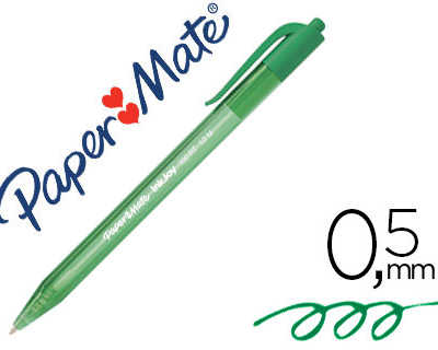 stylo-bille-paper-mate-inkjoy-100-acriture-moyenne-0-5mm-encre-ultra-douce-rasiste-bavures-ratractable-coloris-vert