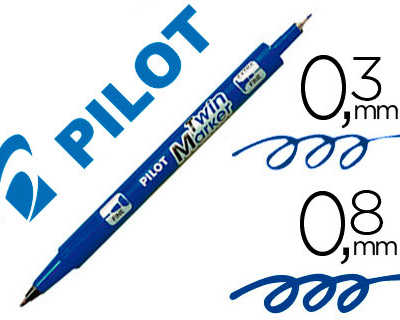 stylo-feutre-pilot-twin-marker-pointe-fibre-polyester-fine-0-3mm-et-large-0-8mm-tous-supports-coloris-bleu