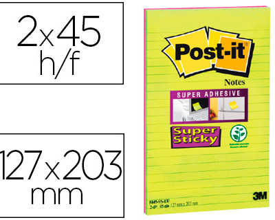 bloc-notes-post-it-super-stick-y-grand-format-127x203mm-45f-lignaes-repositionnables-coloris-vert-naon-fuchsia-2-blocs