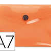 POCHETTE ENVELOPPE LIDERPAPEL POLYPROPYLENE 180 MICRONS A7 105X74MM 50F FERMETURE BOUTON RASISTANT TRANSPARENT ORANGE