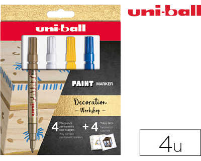 marqueur-uniball-paint-marker-px-21-permanent-pointe-fine-tous-supports-coloris-jaune-blanc-bleu-fonc-et-or-kit-4u