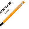 STYLO-PLUME CARAN D'ACHE 840 POP LINE PLUME MOYENNE CORPS ALUMINIUM COLORIS ORANGE FLUO AVEC ÉTUI