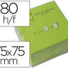 BLOC-NOTES Q-CONNECT QUICK NOT ES COULEURS NAON 75X75MM 80F REPOSITIONNABLES COLORIS VERT VIF