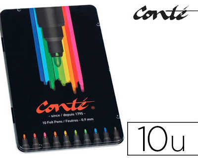 feutre-coloriage-conta-capucho-n-couleur-encre-corps-noir-mat-pointe-fine-bo-te-matal-10-unitas