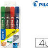 MARQUEUR PILOT 100 PERMANENT P OINTE OGIVE FINE 4.5MM TOUS SUPPORTS RASISTE AL'EAU POCHETTE 4U NOIR/BLEU/VERT/ROUGE