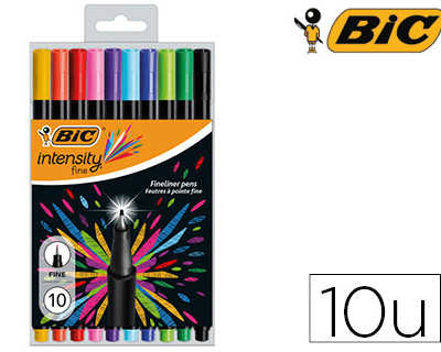 stylo-feutre-bic-pointe-fine-i-ntensity-pointe-aiguille-baguae-0-4mm-encre-fluide-sans-bavures-pack-10-coloris-assortis