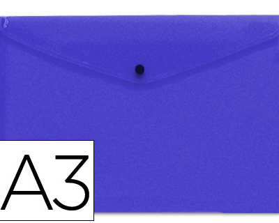 pochette-enveloppe-liderpapel-polypropylene-180-microns-a3-420x297mm-50f-fermeture-bouton-rasistant-transparent-bleu