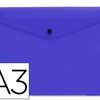 POCHETTE ENVELOPPE LIDERPAPEL POLYPROPYLENE 180 MICRONS A3 420X297MM 50F FERMETURE BOUTON RASISTANT TRANSPARENT BLEU