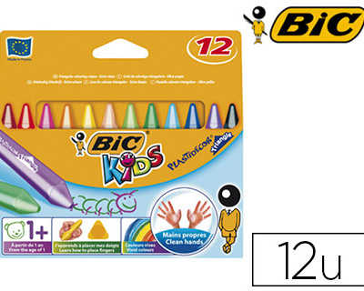 crayon-cire-bic-kids-plastidac-or-triangle-gros-90mm-diametre-12mm-rasistant-non-salissant-atui-carton-12-unitas