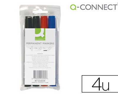 marqueur-q-connect-permanent-p-ointe-biseautae-traca-5mm-rasistante-corps-plastique-pochette-4-unitas