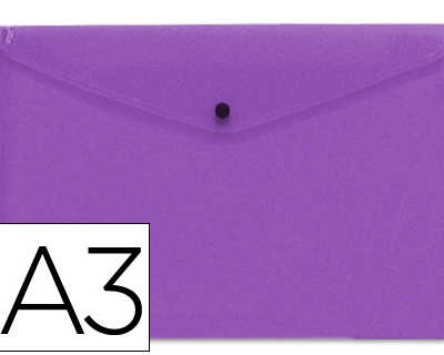 pochette-enveloppe-liderpapel-polypropylene-180-microns-a3-420x297mm-50f-fermeture-bouton-rasistant-transparent-violet