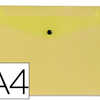 POCHETTE ENVELOPPE LIDERPAPEL POLYPROPYLENE 180 MICRONS A4 297X210MM 50F FERMETURE BOUTON RASISTANT TRANSPARENT JAUNE