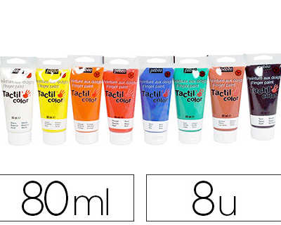 gouache-doigt-pabao-tactilcolo-r-coloris-jaune-rouge-bleu-vert-blanc-noir-orange-marron-set-8-tubes-80ml