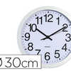 HORLOGE MURALE CARPENTRAS 30CM CADRE PLASTIQUE ARGENTÉ FOND BLANC CHIFFRES COULEUR NOIR