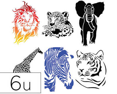pochoir-culture-club-animaux-p-lastique-lavable-a4-zebre-panthere-lion-alaphant-girafe-tigre-lot-6-unitas