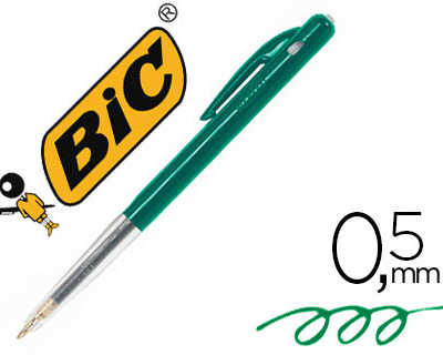 stylo-bille-bic-m10-acriture-m-oyenne-0-5mm-encre-classique-ratractable-bouton-poussoir-lataral-coloris-vert