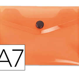 pochette-enveloppe-liderpapel-polypropylene-180-microns-a7-105x74mm-50f-fermeture-bouton-rasistant-transparent-orange