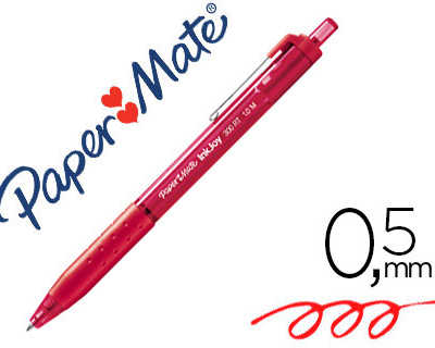 stylo-bille-paper-mate-inkjoy-300-rt-acriture-moyenne-0-5mm-encre-douce-ratractable-clip-matal-rasiste-bavures-rouge