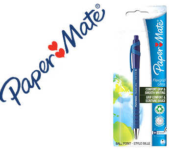 stylo-bille-paper-mate-flexgrip-pointe-moyenne-corps-caoutchout-r-tractable-couleur-bleu-blister