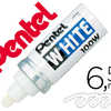 MARQUEUR PENTEL PEINTURE POINT E CONIQUE LARGE TRAIT 6.5MM INDALABILE OPAQUE TOUS USAGES TOUS MATARIAUX COLORIS BLANC