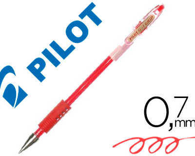 stylo-bille-pilot-g1-grip-criture-moyenne-0-5mm-encre-gel-rechargeable-corps-translucide-grip-caoutchouc-rouge