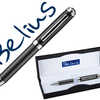 STYLO-BILLE BELIUS COSENZA CAP UCHON LAQUA CLIP DATAILS CHROMAS CORPS NOIR FORMES ENTRELACAES ENCRE BLEUE POINTE 1MM