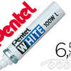 MARQUEUR PENTEL PEINTURE POINT E BISEAUTAE LARGE TRAIT 6.5MM INDALABILE OPAQUE TOUS USAGES TOUS MATARIAUX COLORIS BLANC