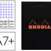 BLOC BUREAU RHODIA A7+ PAPIER VALIN SURFIN COUVERTURE ENDUITE ENVELOPPANTE 85X120MM 80F DATACHABLES 80G 5X5MM NOIR