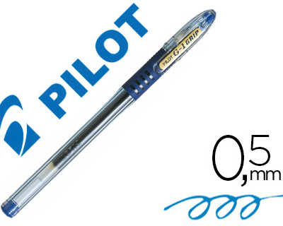 stylo-bille-pilot-g1-grip-criture-moyenne-0-5mm-encre-gel-rechargeable-corps-translucide-grip-caoutchouc-bleu