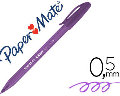 stylo-bille-paper-mate-inkjoy-100-acriture-moyenne-0-5mm-ultra-douce-corps-triangulaire-rasiste-bavures-coloris-violet