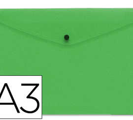 pochette-enveloppe-liderpapel-polypropylene-180-microns-a3-420x297mm-50f-fermeture-bouton-rasistant-transparent-vert