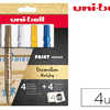 MARQUEUR UNIBALL PAINT MARKER PX-21 PERMANENT POINTE FINE TOUS SUPPORTS COLORIS JAUNE BLANC BLEU FONCÉ ET OR KIT 4U