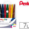 STYLO-FEUTRE PENTEL SIGN PEN A CRITURE LARGE 0.8MM POINTE FIBRE ACRYLIQUE ENCRE SOLUBLE EAU POCHETTE 7 COULEURS ASSORTIE