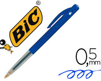 stylo-bille-bic-m10-acriture-m-oyenne-0-5mm-encre-classique-ratractable-bouton-poussoir-lataral-coloris-bleu