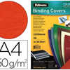 COUVERTURE FELLOWES GRAIN CUIR 250G FORMAT A4 COLORIS ROUGE PAQUET 100 UNITAS