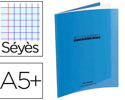 cahier-piqua-conquarant-classi-que-couverture-polypropylene-rigide-transparente-a5-17x22cm-32-pages-90g-sayes-bleu