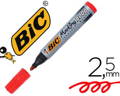 marqueur-bic-permanent-marking-2000-pointe-ogive-traca-2-5mm-corps-plastique-encre-base-alcool-coloris-rouge