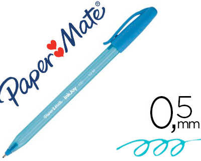 stylo-bille-paper-mate-inkjoy-100-acriture-moyenne-0-5mm-ultra-douce-corps-triangulaire-rasiste-bavures-turquoise