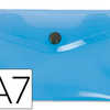 POCHETTE ENVELOPPE LIDERPAPEL POLYPROPYLENE 180 MICRONS A7 105X74MM 50F FERMETURE BOUTON RASISTANT TRANSPARENT BLEU