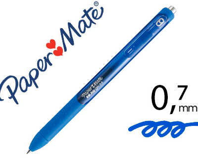 stylo-bille-paper-mate-inkjoy-gel-ratractable-acriture-moyenne-0-3mm-encre-douce-grip-coloris-bleu