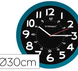 horloge-q-connect-murale-plast-ique-design-moderne-couleur-vive-1-pile-aa-non-fournie-diametre-30cm-bleu