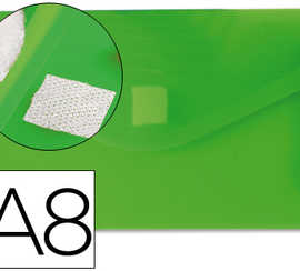 pochette-enveloppe-liderpapel-polypropylene-180-microns-a8-74x52mm-50f-fermeture-bouton-rasistant-transparent-vert