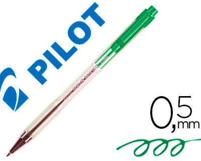 stylo-bille-pilot-bp-s-acritur-e-fine-0-3mm-encre-douce-pointe-indaformable-rechargeable-corps-translucide-coloris-vert