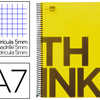 CAHIER SPIRALE LIDERPAPEL SÉRIE THINK A7 7,4X10,5CM 200 PAGES 80G 5X5MM 4 TROUS COIL-LOCK BANDES 4 COULEURS JAUNE