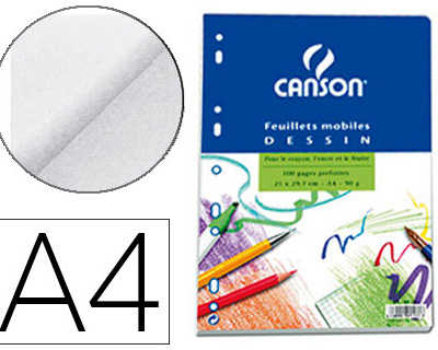 feuillet-mobile-dessin-canson-a4-210x297mm-papier-blanc-grain-lager-100-pages-perforaes-90g-coloris-blanc